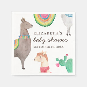 Waterverf schattige lama. Funny alpaca baby shower Servet