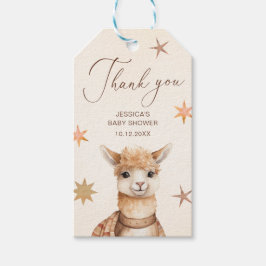 Waterverf Schattige Llama Baby shower Dank u Cadeaulabel