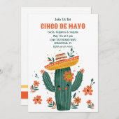 Waterverf Schattige Mexicaans Cactus Cinco de Mayo Kaart (Voorkant / Achterkant)