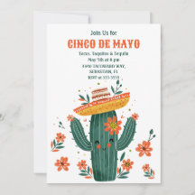 Waterverf Schattige Mexicaans Cactus Cinco de Mayo