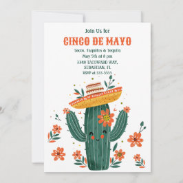 Waterverf Schattige Mexicaans Cactus Cinco de Mayo Kaart