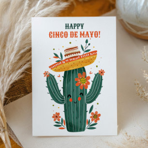 Waterverf Schattige Mexicaanse Cactus Happy Cinco  Briefkaart