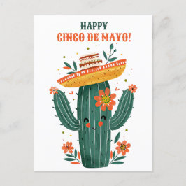 Waterverf Schattige Mexicaanse Cactus Happy Cinco Briefkaart
