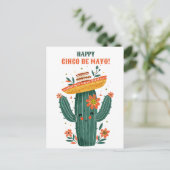 Waterverf Schattige Mexicaanse Cactus Happy Cinco  Briefkaart (Staand voorkant)