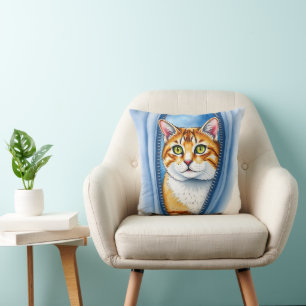 Waterverf Schattige Mooie Populaire Kat Collectie Kussen