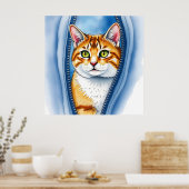Waterverf Schattige Mooie Populaire Kat Collectie Poster (Keuken)