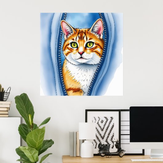 Waterverf Schattige Mooie Populaire Kat Collectie Poster (Thuiskantoor)
