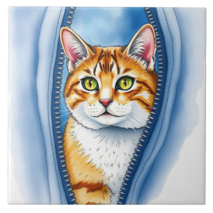 Waterverf Schattige Mooie Populaire Kat Collectie Tegeltje