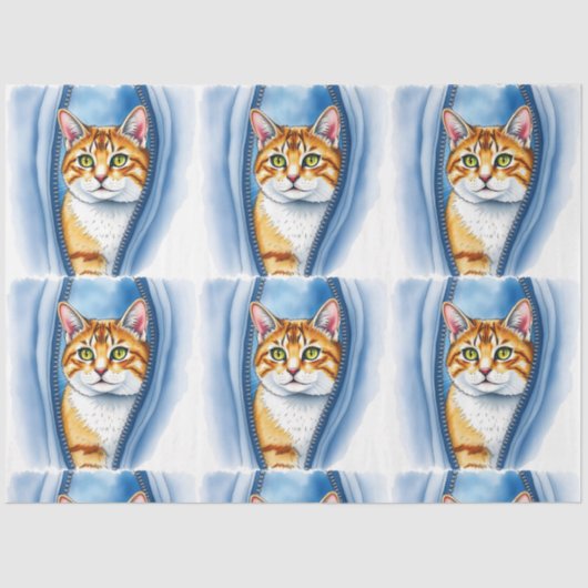 Waterverf Schattige Mooie Populaire Kat Collectie Tissuepapier (Voorkant)