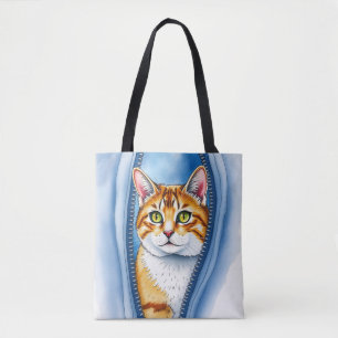 Waterverf Schattige Mooie Populaire Kat Collectie Tote Bag