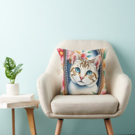 Waterverf Schattige Mooie Trendy Cat Collectie Kussen