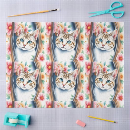 Waterverf Schattige Mooie Trendy Cat Collectie Tissuepapier (Craft)