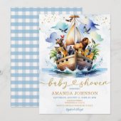 Waterverf Schattige Noah's Ark Adventure Baby show Kaart (Voorkant / Achterkant)