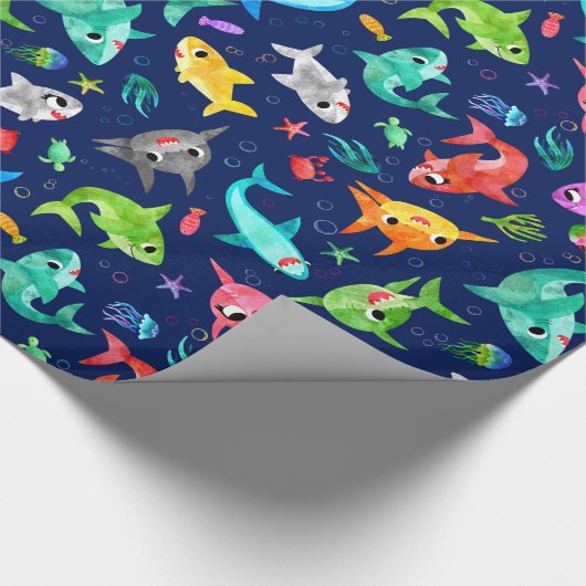 Waterverf Schattige oceaan Cadeaupapier (Hoek)