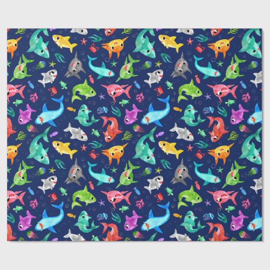 Waterverf Schattige oceaan Cadeaupapier (Vlak)