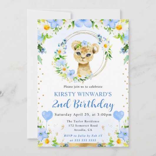 Waterverf Schattige Oerwoud Lion Kids Verjaardag Kaart (Voorkant)