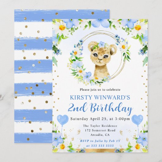 Waterverf Schattige Oerwoud Lion Kids Verjaardag Kaart (Voorkant / Achterkant)