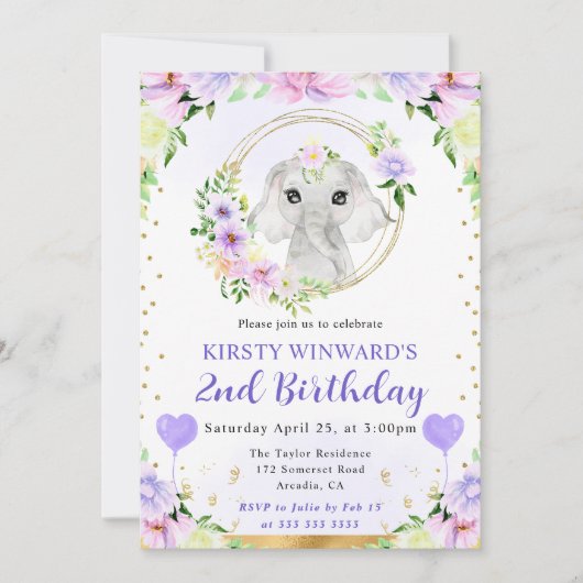 Waterverf Schattige Oerwoud Olifant Kids Verjaarda Kaart (Voorkant)