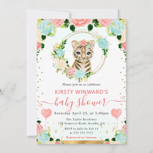 Waterverf Schattige Oerwoud Tijger Baby shower Kaart (Voorkant)