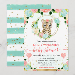 Waterverf Schattige Oerwoud Tijger Baby shower Kaart