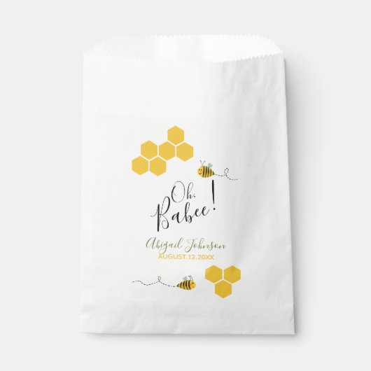 Waterverf Schattige Oh Babee! Bumblebee Baby showe Bedankzakje (Voorkant)