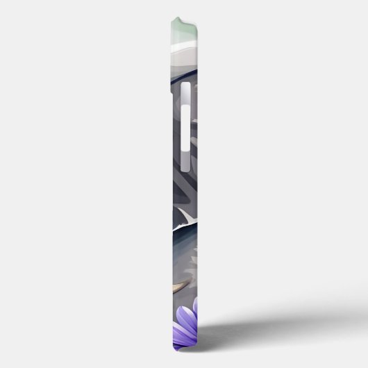 Waterverf schattige olifant en paarse bloemen Case-Mate iPhone case (Achterkant / Links)