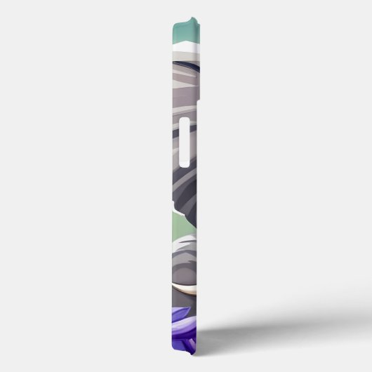 Waterverf schattige olifant en paarse bloemen Case-Mate iPhone case (Achterkant / Rechts)