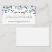 Waterverf schattige paarse tuinbloem Diaper Raffle Informatiekaartje (Voorkant / Achterkant)