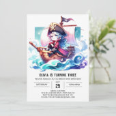 Waterverf Schattige piratenverjaardag Kaart (Staand voorkant)