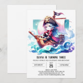 Waterverf Schattige piratenverjaardag Kaart (Voorkant / Achterkant)