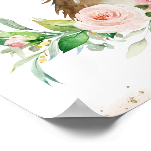 Waterverf Schattige Platypus Blush Roze Bloemenwan Poster (Hoek)