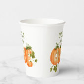 Waterverf schattige pompoen 1e verjaardag Herfst p Papieren Bekers (Rechts)