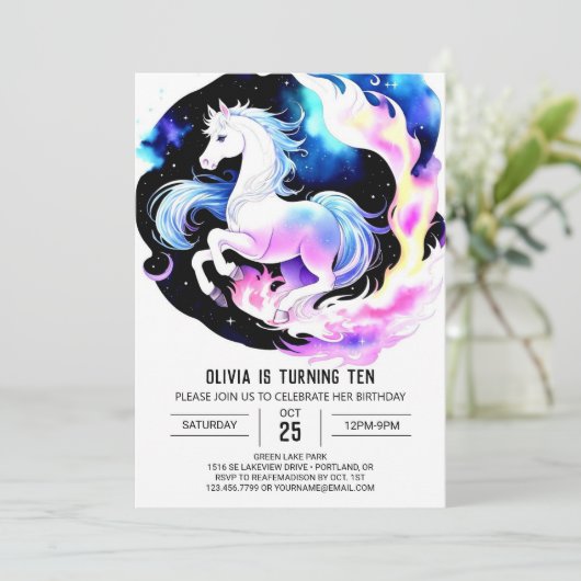 Waterverf Schattige Pony Verjaardag Kaart (Staand voorkant)