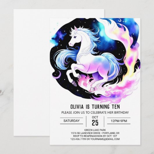 Waterverf Schattige Pony Verjaardag Kaart (Voorkant / Achterkant)