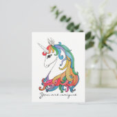 Waterverf schattige regenboogeenhoorn briefkaart (Staand voorkant)