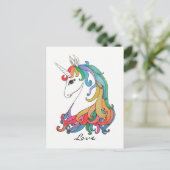 Waterverf schattige regenboogeenhoorn briefkaart (Staand voorkant)