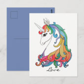 Waterverf schattige regenboogeenhoorn briefkaart (Voorkant / Achterkant)