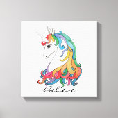 Waterverf schattige regenboogeenhoorn canvas afdruk (Voorkant)