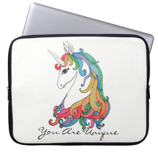 Waterverf schattige regenboogeenhoorn laptop sleeve