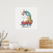 Waterverf schattige regenboogeenhoorn poster (Keuken)