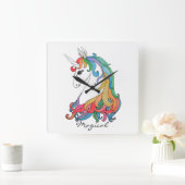 Waterverf schattige regenboogeenhoorn vierkante klok (Huis)