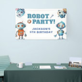 Waterverf Schattige Robot Verjaardag Spandoek (Beurs)