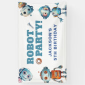 Waterverf Schattige Robot Verjaardag Spandoek (Verticaal)