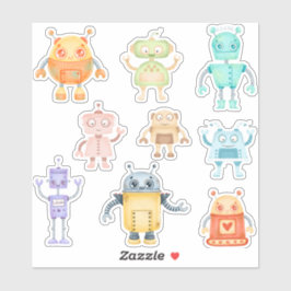 Waterverf schattige robots sticker