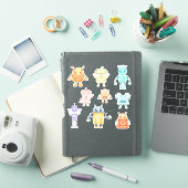 Waterverf schattige robots sticker (iPad Cover)