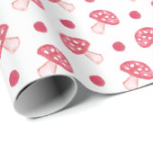 waterverf schattige rode paddenstoelen en polka-st cadeaupapier (Rol Hoek)