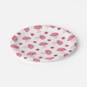 waterverf schattige rode paddenstoelen en polka-st papieren bordje (Gekanteld)