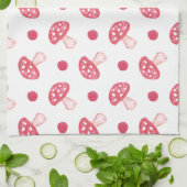 waterverf schattige rode paddenstoelen en polka-st theedoek (Gevouwen)