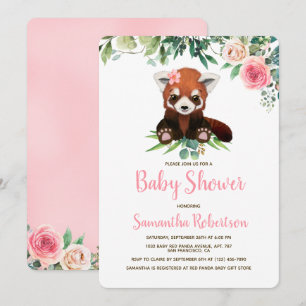 waterverf Schattige Roze Beer Meisje Baby shower Kaart