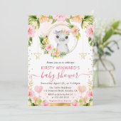 Waterverf Schattige Roze Oerwoud Hippo Baby shower Kaart (Staand voorkant)
